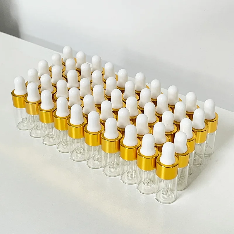 50 قطعة 1 مللي/2 مللي/3 مللي/5 مللي صندوق واضح زجاجات قطارة زجاجية صغيرة صغيرة مع قطارة عين زجاجية للزيوت الأساسية عينة السفر #6