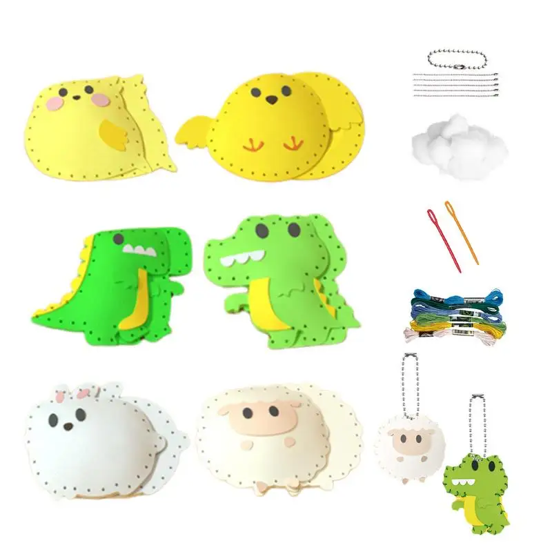 

Kids Sewing Craft Cartoon Animals Crafting And Sewing Set Fun Craft Set Fine Motor Skill & Educational Toys Beginner Sewing Kit