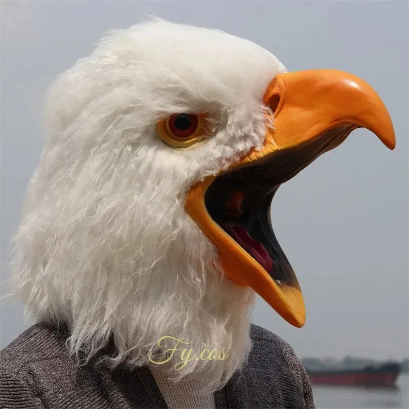2026 Furri Raptor Mask Men Halloween Costume Mascara Latex Full Face Cosplay Rave Animal Head Cover Bird Eagle Adult Woman Disgu view 4