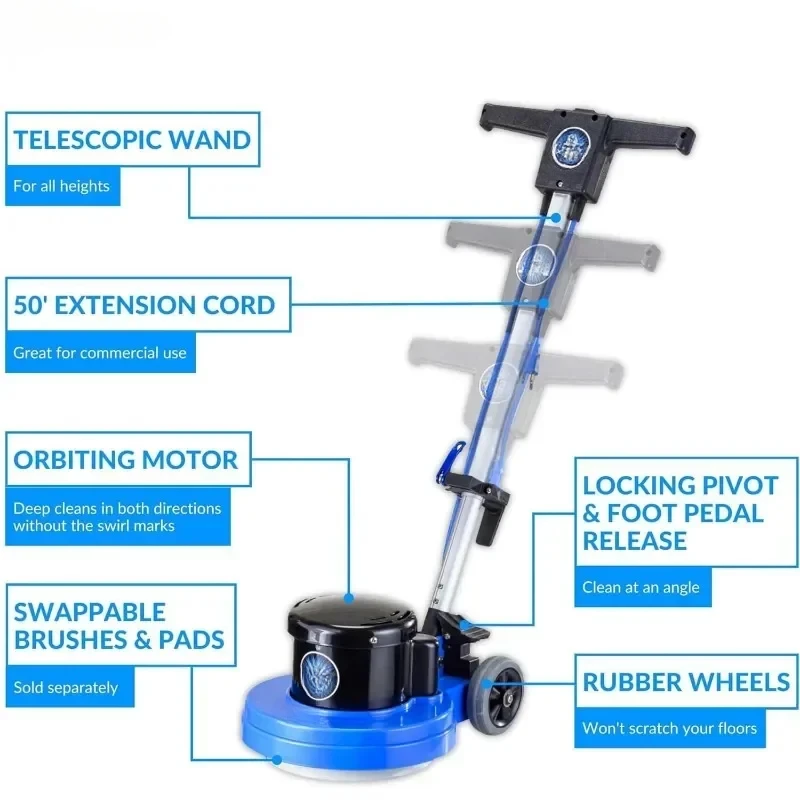 13 inch Electric Floor Buffer Scrubber and Polisher Machine - All Floor Surfaces Electric Floor Mops Home Appliances