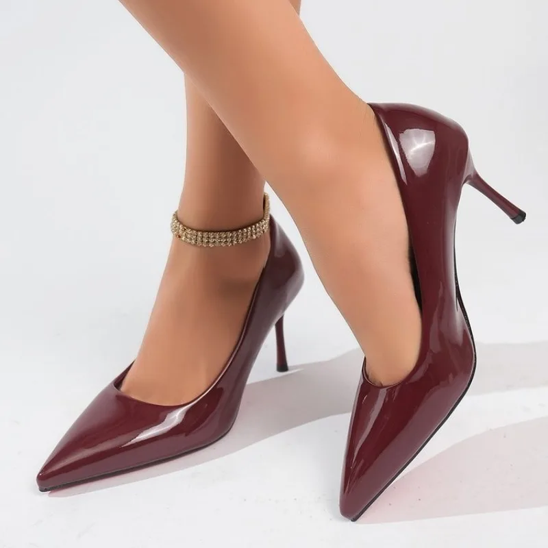 

Women Fashion Sexy Pointed Toe High Heels Crocodile Embossed Texture Hollow Out Side Cutout Party Evening Dress Shoes Stiletto