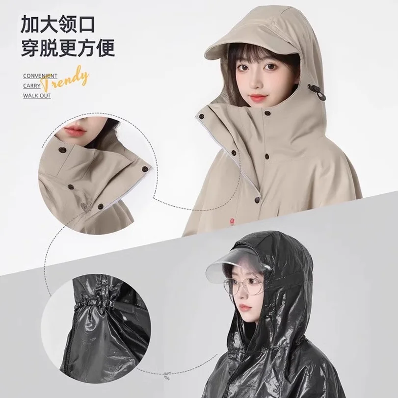 Thicken Oxford Waterproof Rain Gear Rain Poncho Unisex Fashion Rain Coat Long Raincoat Loose Oversized Hooded Rainwear