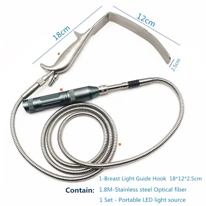Breast Retractor with Light Guide Pull Hook Wrinkle Removal Hook Nasal Hook and Fiber Plastic Surgery