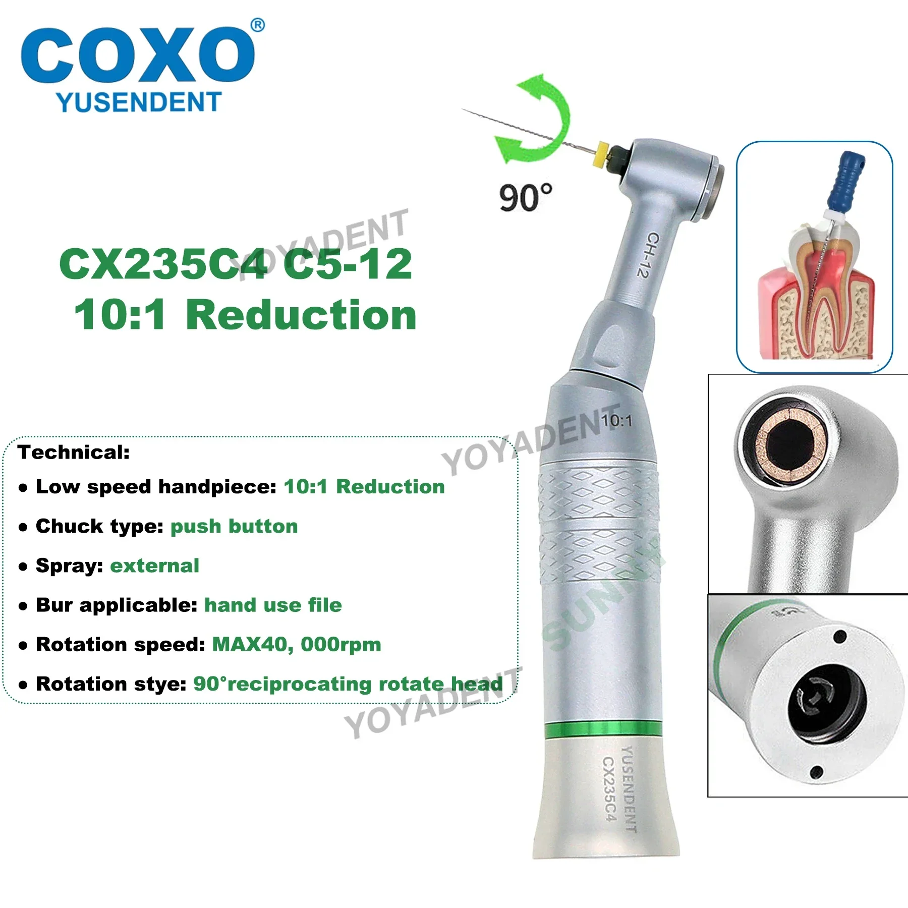 COXO Handpiece Dental Turbine Fiber Optic High Speed Handpiece LED Low Speed Handpiece Fit KAVO NSK Sirona WH Dentists Tools