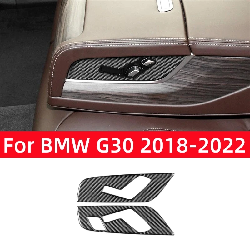 

For BMW 5 Series G30 2018-2022 Accessories Carbon Fiber Interior Car Rear Seat Control Buttons Decorative Frame Trim Cover
