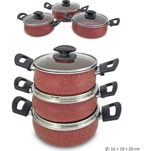 Moonlight Egl Moonlight Set Hot Pot 16 + 18 + 20 cm Fuchsia & Rose Granite