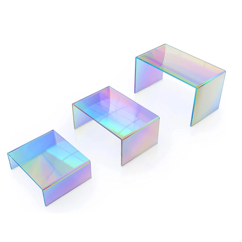 

Colored Iridescent Acrylic Display Risers For Jewelry Watches Toys Collectibles Action Vinyl Figures