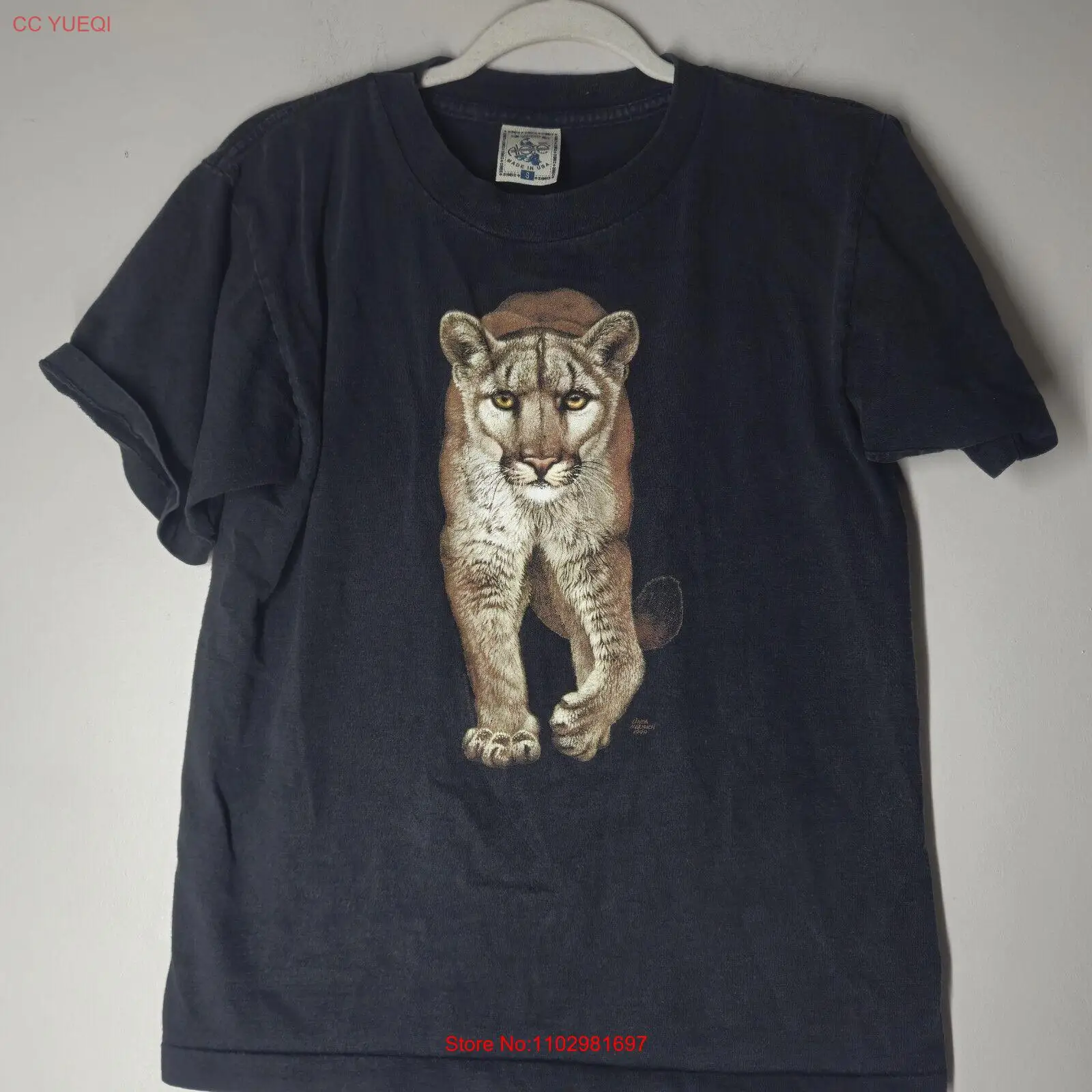 Vintage 1999 T-Shirt Mountain Lion Cat Alore Size Small Nature Born To Be Wild