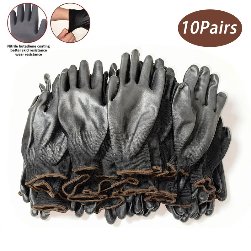 10pairs Polyurethane Gloves ESD Protection Safety Work Gloves Repair Gloves Palm Coated Gloves Carpenter Repairman Supplies 20pc