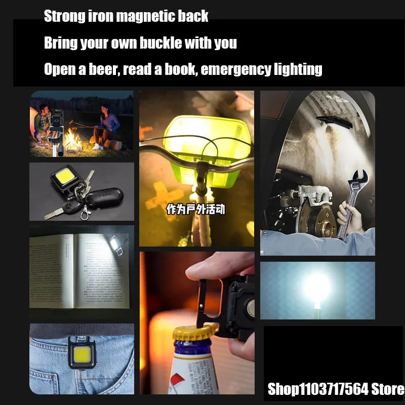 

Multifunctional Flashlight Mini Portable LED COB Keychain Light Camping Glare Flashlight USB Charging Work Light fishing Lantern