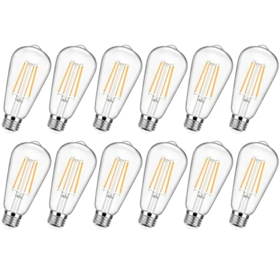 12-Pack Vintage LED Edison Bulbs 100W Equivalent 1400LM High Brightness 8W ST58 LED Filament Light Bulbs 3000K E26 Medium Base