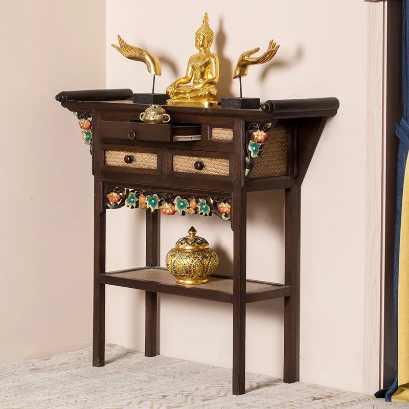 

Стол для предложения, буддийская платформа, бытовой стол для предложения, чехол для благовоний, чехол для Будды из цельного дерева, буддийский нишевый стол для Будды