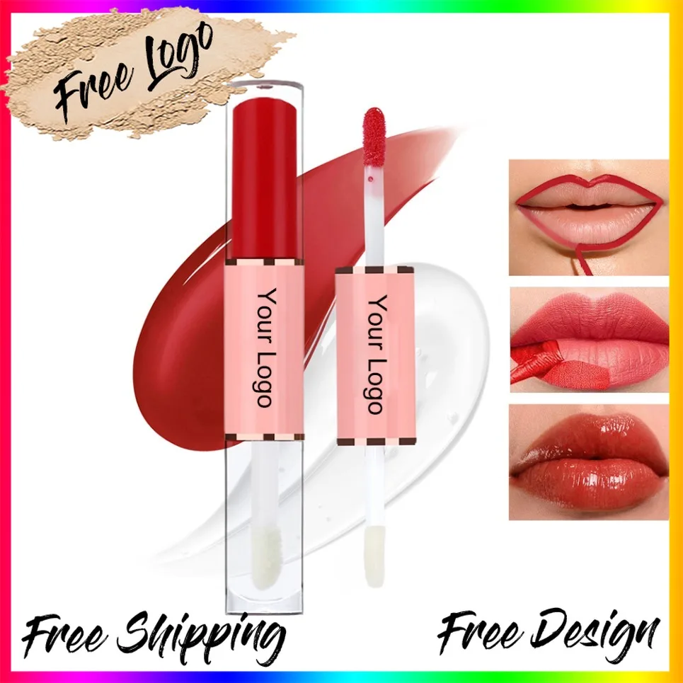 長持ちマットピールオフリップグロス プライベートラベル ミラーリキッドリップスティック デュアルエンド ヴィーガンメイクアップ 卸売 カスタムロゴ