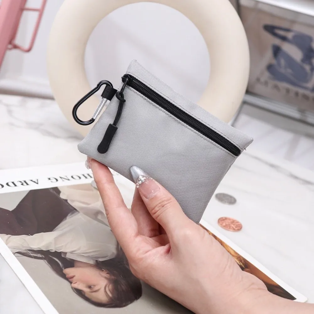 Practical Canvas Coin Purse Solid Color Ultra Light Key Pouch Zipper Mini Size Small Item Bag Everyday Carry