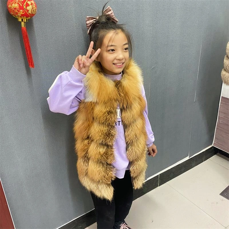 Natural  Jacket Children\'s  Jacket Real Fur Coat Warm Fur Coats In Autumn And Winter For Kids 2-14 Years Old