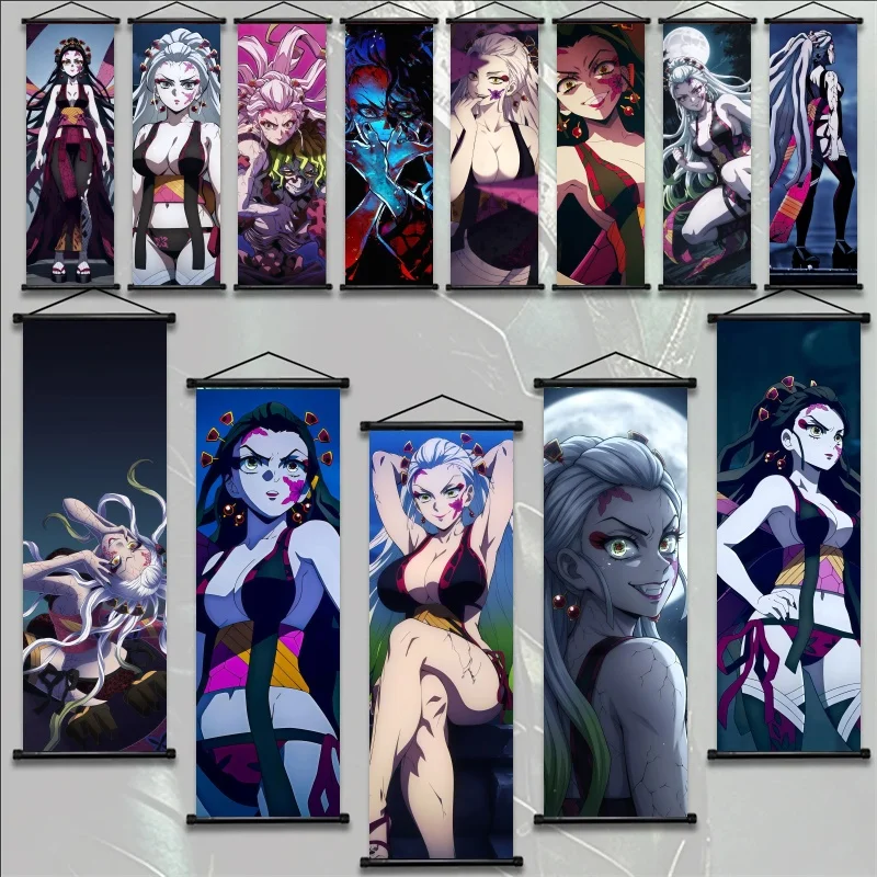 Demon Slayer Daki Hanging Scrolls Set - Anime Fabric Wall Art Posters for Bedroom Gaming Room Living Room Home Decor