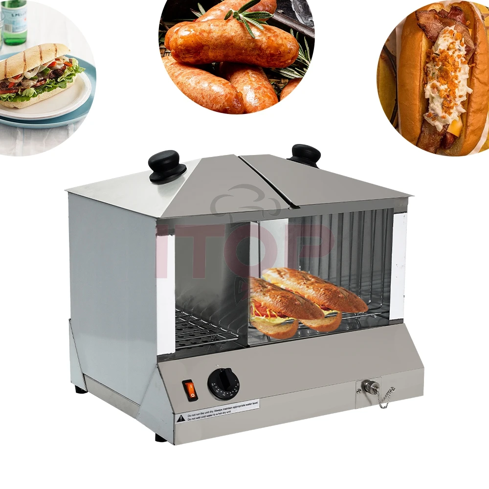 Hot Dog Maker Cilinder Glazen Worst Stoomboot Broodverwarmer Keukenmachine Professionele vervaardiging Hog Dog Grill