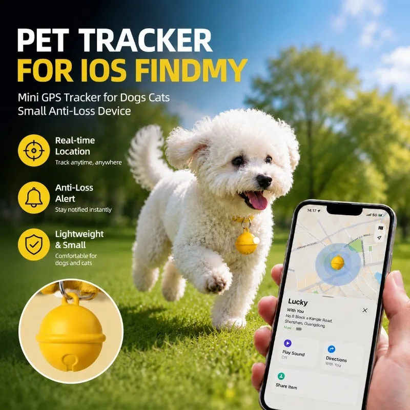 Mini Pet GPS Tracker Compatible Anti-lost Locator Compact Wireless Tracking Tag for Dogs Cats Real-time Position Monitor