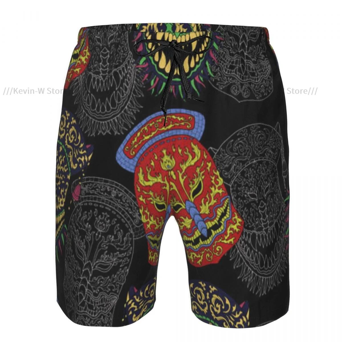 Swimsuit Beach Quick Drying Trunks For Men Ethnic African And Asian Masks Swimwear Briefs Board Shorts Fast Dry Beachwear