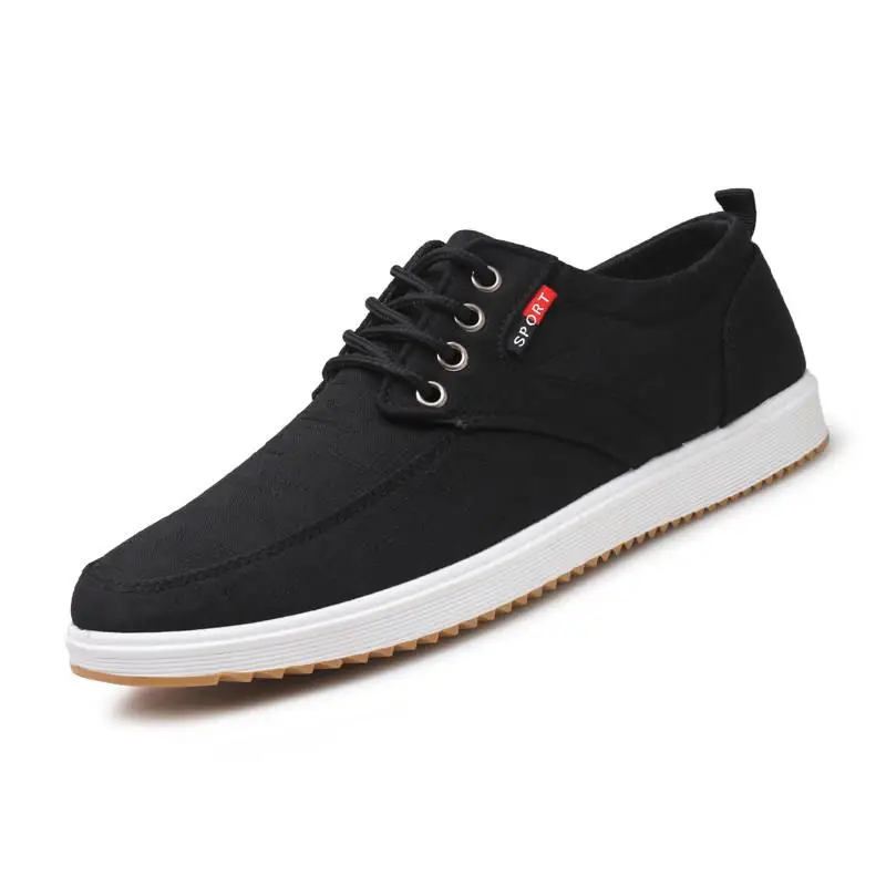 Beijing Style Canvas Shoes Men's Breathable Casual Low Top Plain Color Flat Heel round Toe Rubber Bottom Footwear for Summer