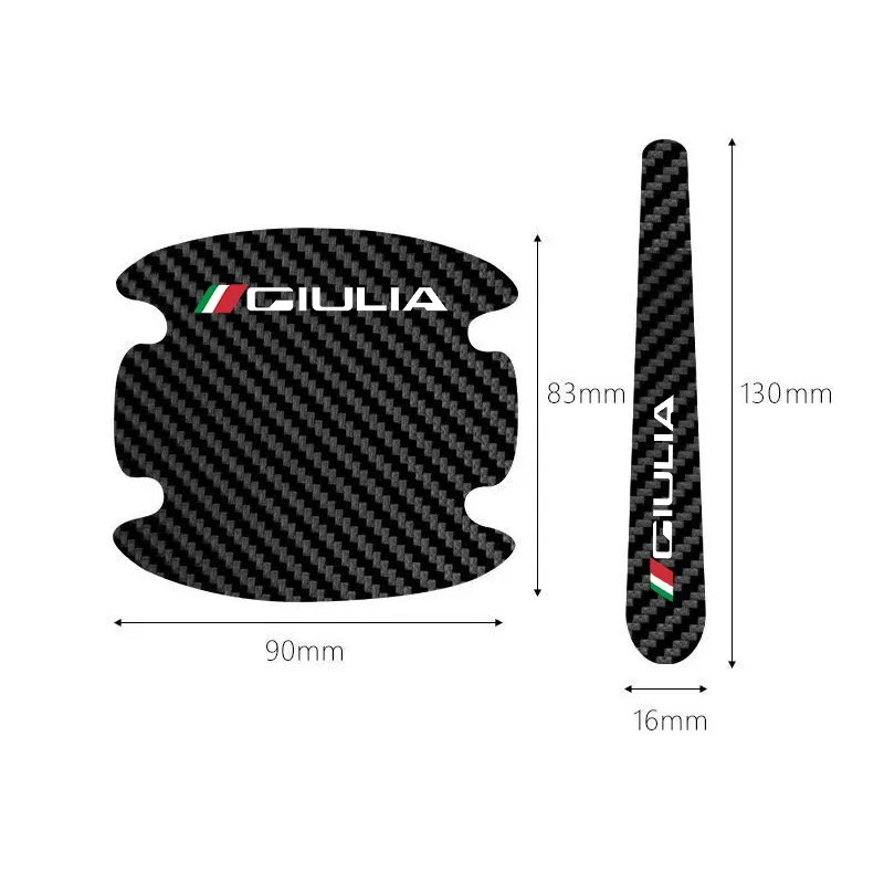Carbon Fiber Car Door Handle Stickers Anti-Scratch Decals Protector Film for Alfa Romeo GIULIA Logo Auto Styling Accessories