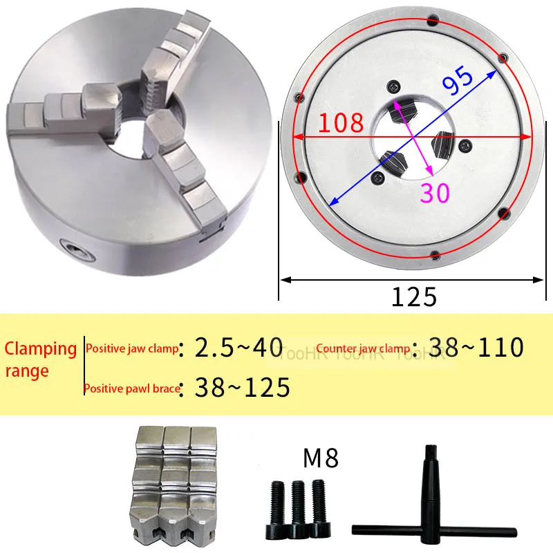 

Lathe Chuck 125MM Three Jaw Self-Centering Chuck K11-125 Scroll Chuck 5'' Jaw Chuck With Harden Steel For Mini Lathe