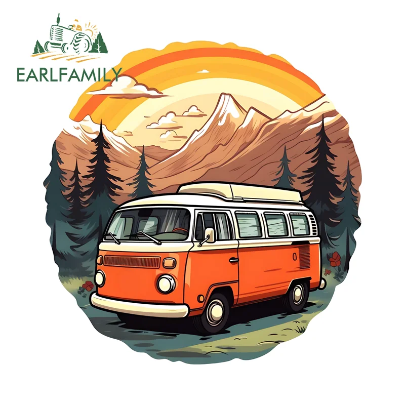 EARLFAMILY Simple Vanlife Item Car Stickers Funny Cartoon RV JDM ATV Windshield Decal Cool Car Accessories Rear Windshield