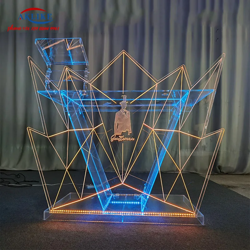 Professional Bar Dj Table Clear Acrylic DJ Booth Mixer Nightclub Dj Table Led Light Stand Disc Player Table Free Shipping