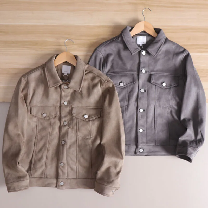 

Мужская модная замшевая рабочая одежда, верхняя одежда с джатовым воротником, осень-зима, подходит для длинного свека, повседневная одежда из полиэфирного волокна
