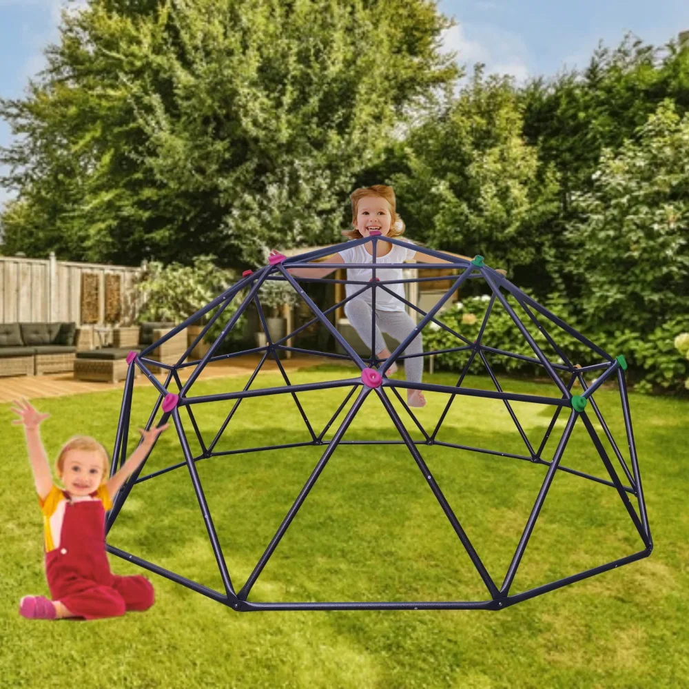 Ten Sided Climbing Frame for Outdoor Playground, for Age 3+ Climber, with Colorful Climbing Stones 10ft Kids Jungle Gym Backyard