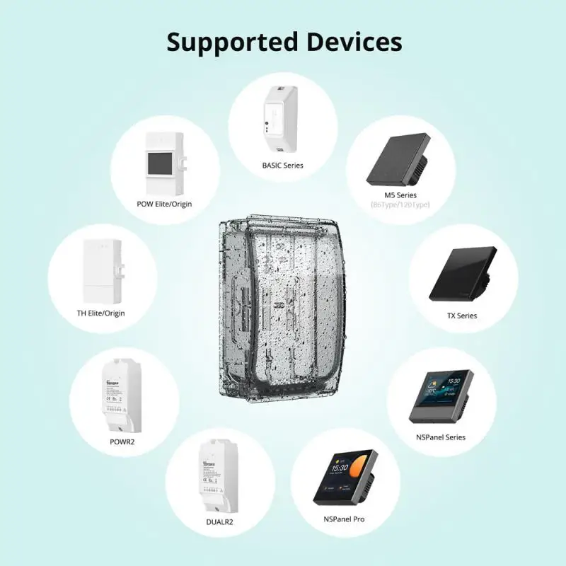 SONOFF Waterproof Box R2 Water-resistant Compatible with SONOFF basicr2/r4/TH Elite/TH Origin/POW Elite/POW Origin/M5/TX/NSPanel