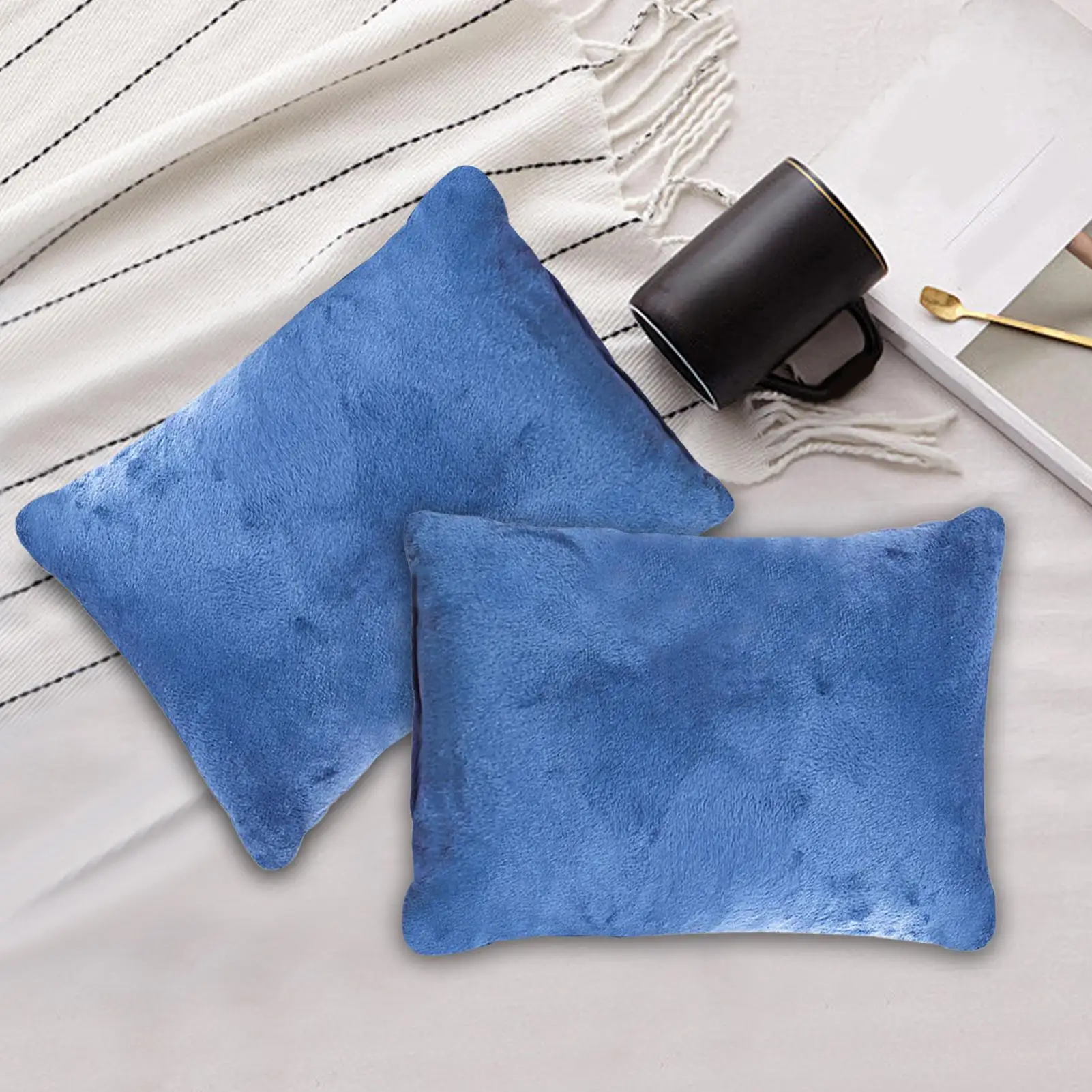 Small Pillow 2 Pieces Soft Cushion 11 x 7 Inch Nap Pillow for Kids Pet Neck Wrist Waist Knee Bed Chair Sofa Camping Desk Travel