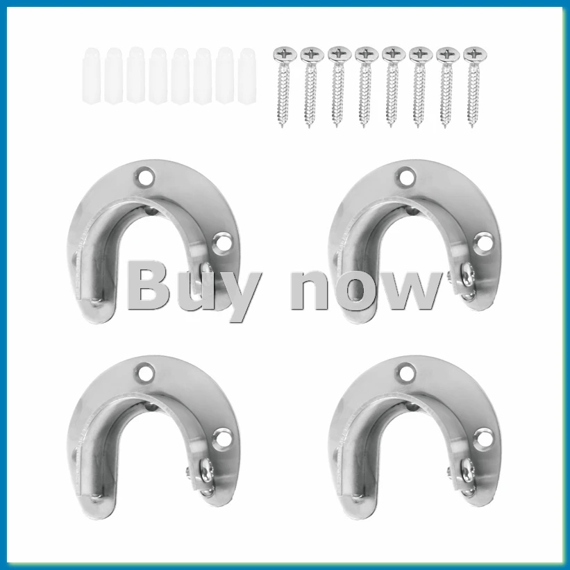 4 Packs Heavy Duty Stainless Steel Closet Rod End Supports Closet Pole Sockets Flange Rod-ABHG