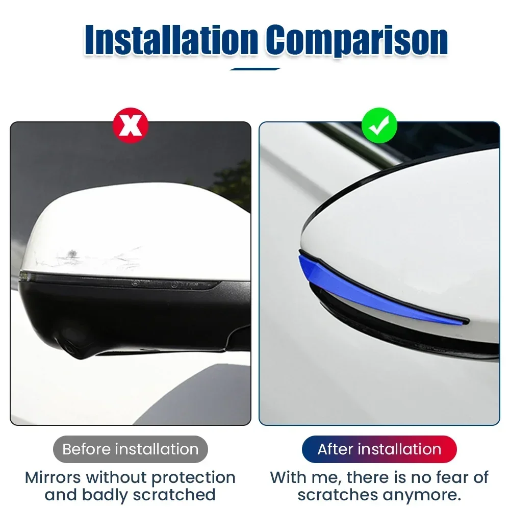 1/4PCS Car Antis-scratch Protector Sticker Car Body Anti-collision Strip Rubber Protection Door Rearview Mirror Protection Strip