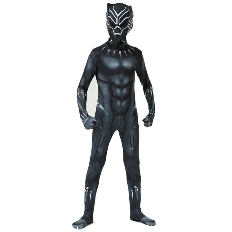 Child Black Panther Costume Superhero Black Panther TChalla Cosplay Zentai Bodysuit Jumpsuit Halloween Party Costumes for Kids