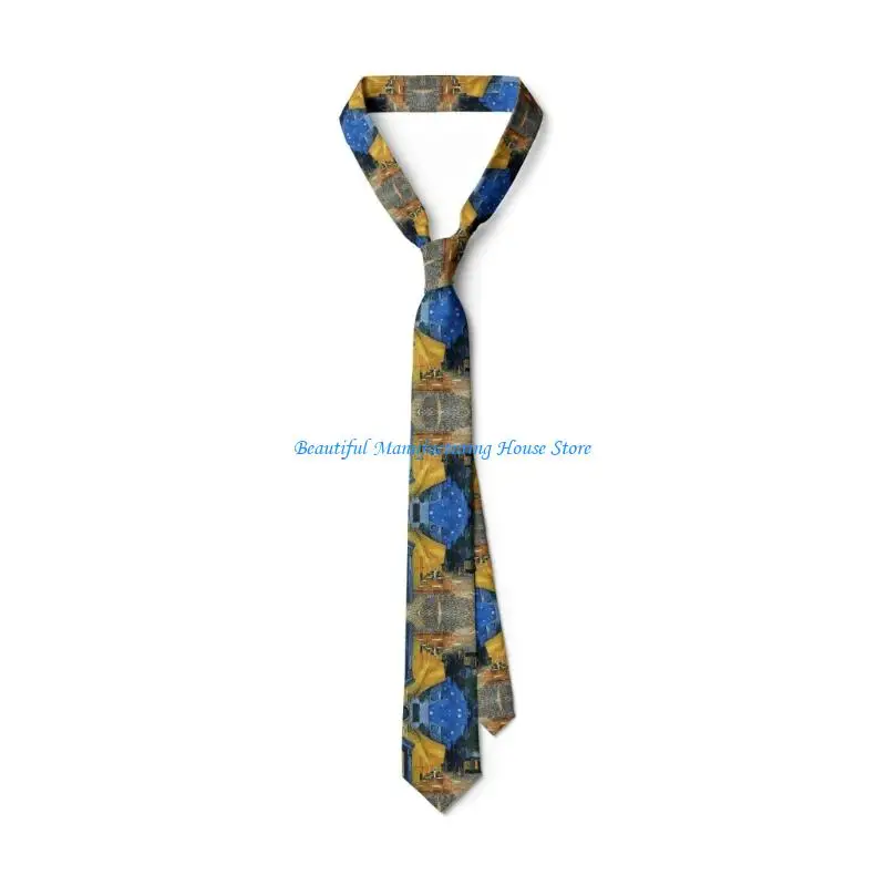 E56A Stylish Vintage Oil Painting Print Necktie 13 Distinctive Designs Lightweight Durable Fabric Perfect Gift For Any Event