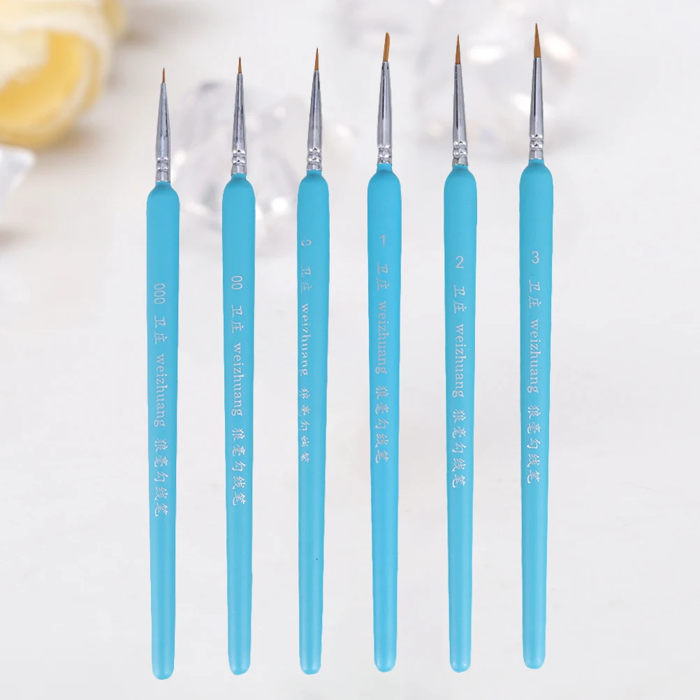 

6pcs Wolf Hair Tip Brushes Professional Detail Paint Brush Set Fine Detailing Miniature Painting Brushes For Acrylic Watercolor
