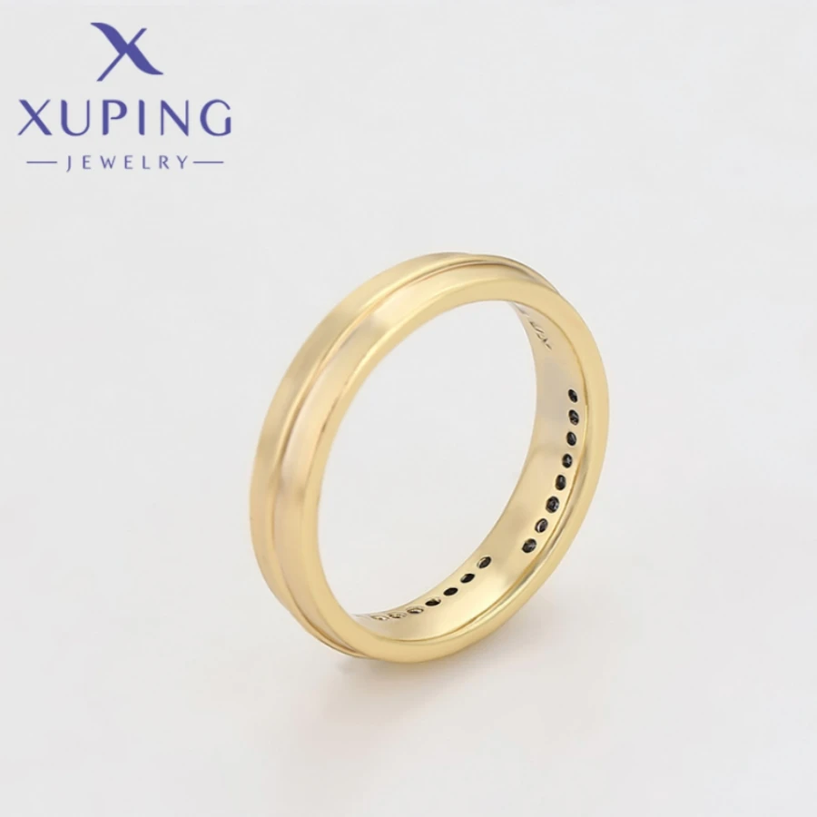 Xuping Jewelry Fashion New Arrival Light Gold Color Circle Shape Ring for Women Girls Wedding Commemoration Day Gift 14R244307