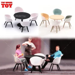 Painted Miniatures 1/64 1/43 1/87 1/24 1/18 Table and Chair 5-piece Set Scene Figure Accessory Unpainted Model For Decorate