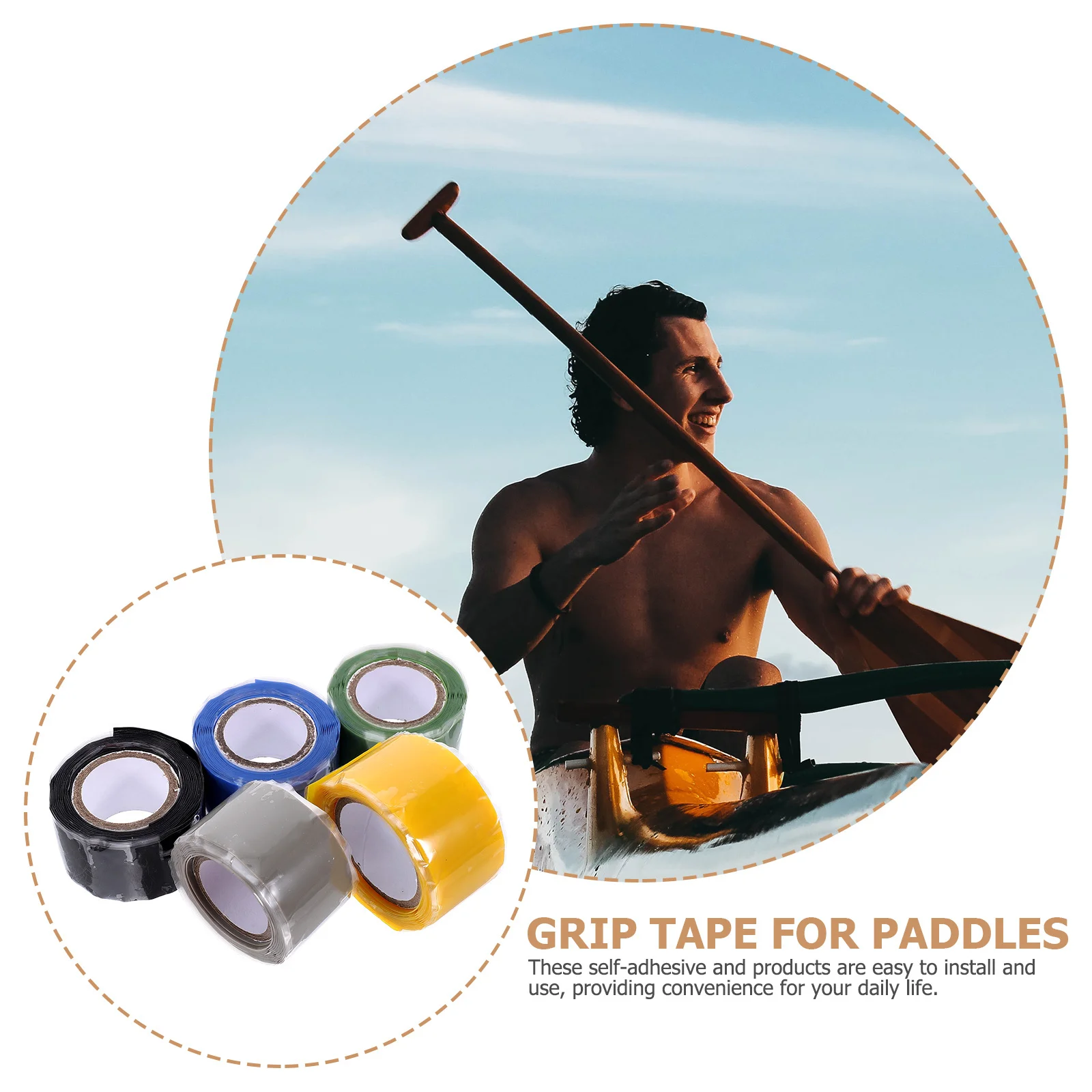 5 Stück 5 Rollen isoliertes Silikon-Griffband für Kajak-Paddel, rutschfester Handschutz, langlebige Paddel-Wraps, Kajak-Zubehör