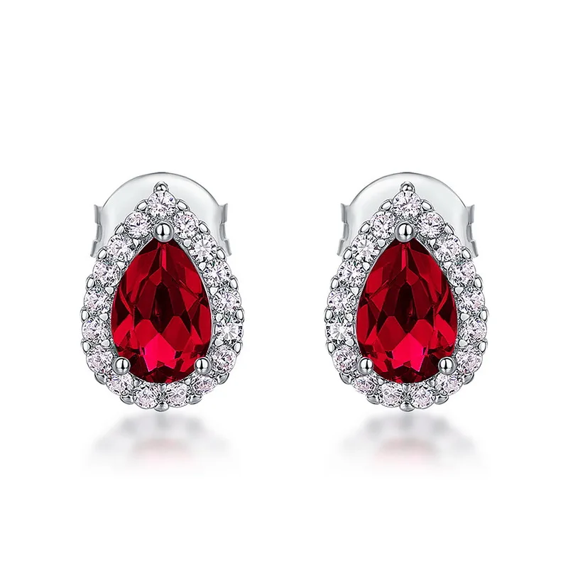 

Серьги-кольца из стерлингового серебра 925 пробы с искусственным рубином 1,9 карата грушевидной огранки и натуральным гранатом, в форме капли, для женщин, эффектные ювелирные изделия с драгоценными камнями