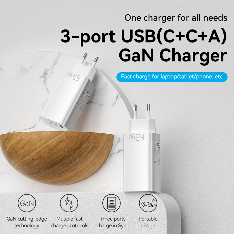 Vention 65W GaN Charger Quick Charge with QC 4.0 3.0 Type C PD USB Fast Charger For Xiaomi Samsung Laptop iPhone 14 13 Macbook