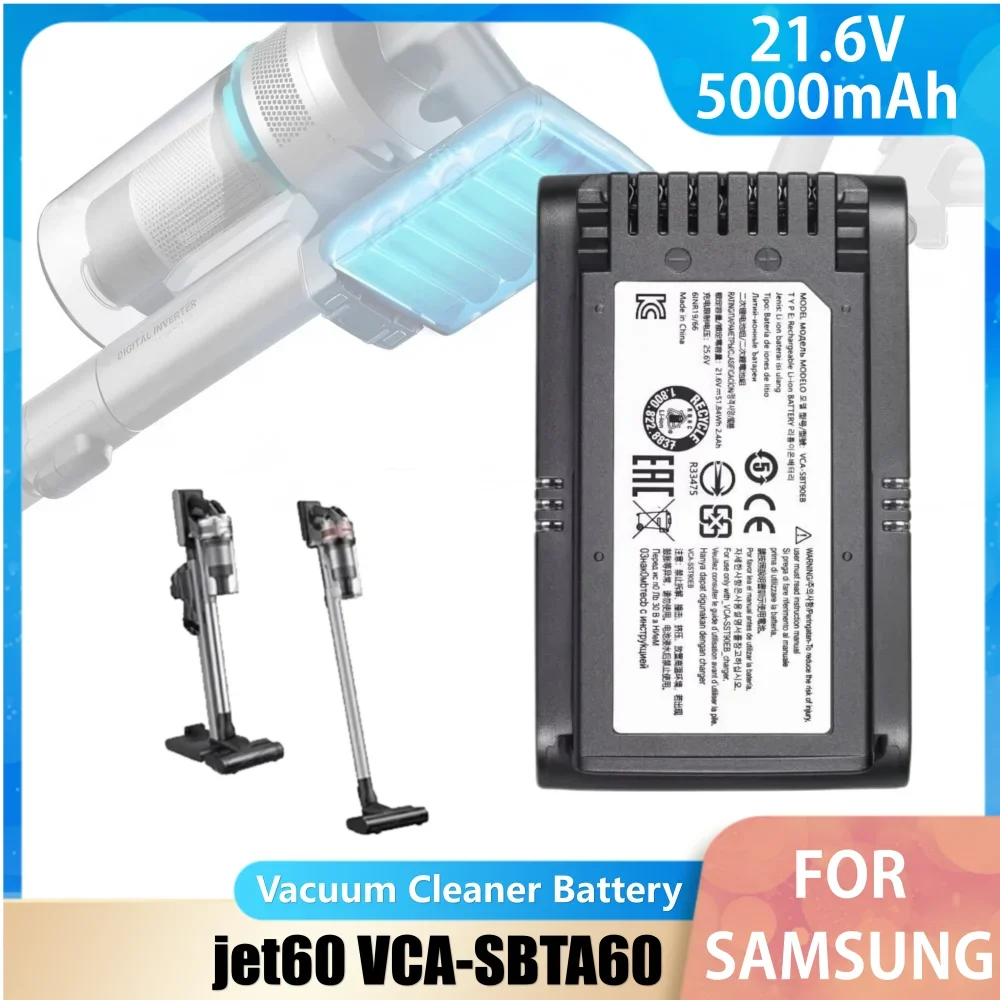 

For Samsung Vacuum Cleaner 21.6V 5000mAh Li-ion Battery Jet 90/Jet 75 Pet/Jet 75 Cordless Stick Vacuum VCA-SBT90/XAA