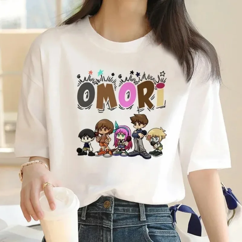 Omori Anime Summer T-shirt Harajuku Women Crew White Basic Tee Aesthetic Cloth Accessories Short Sleeve O-Neck Female Casual Top