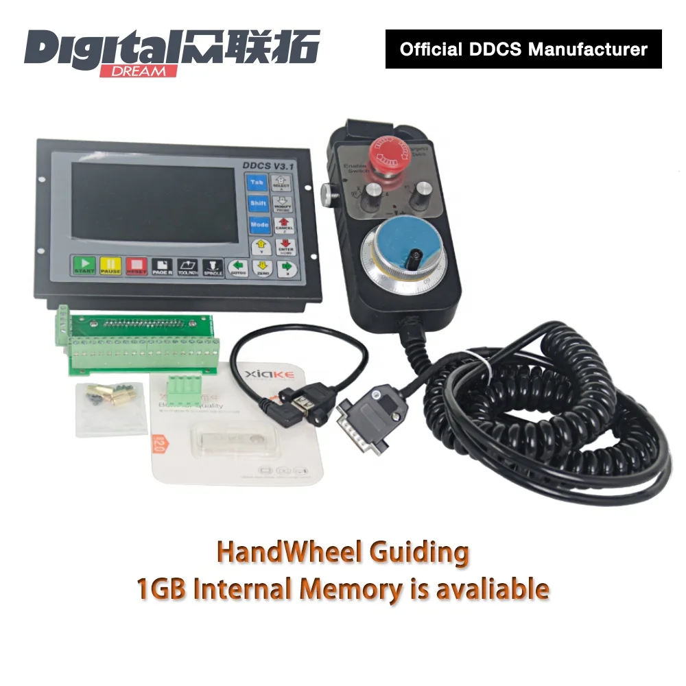 

DDCSV3.1 3/4 Axis 500KHz G-Code Offline CNC Controller +4 axis Emergency Stop Electronic Handwheel MPG