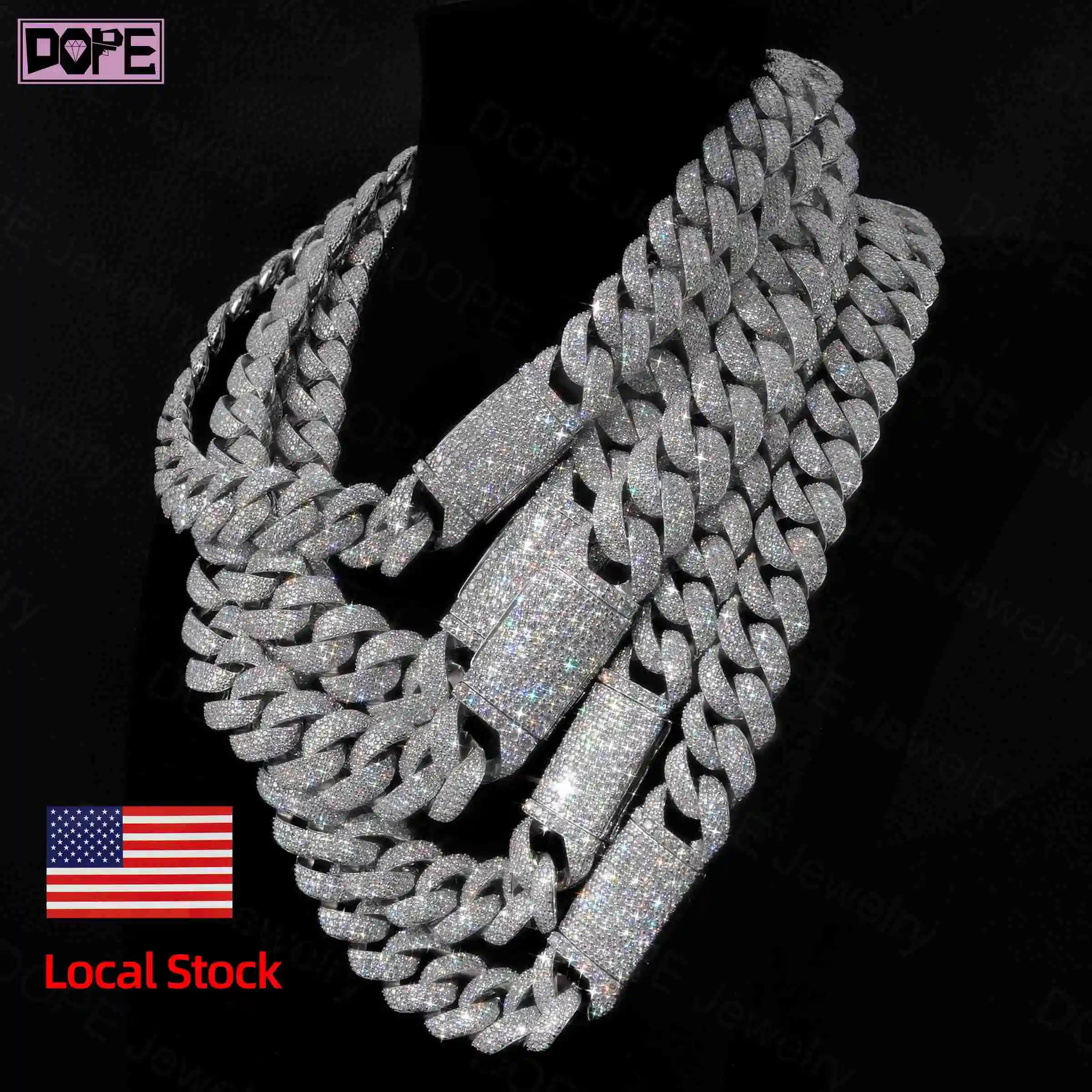 Days 3 Dispatch Cuban Link Chain 20mm 22mm Miami 925 Silver Jewelry Hip Hop Men Necklace VVS Moissanite Chain..