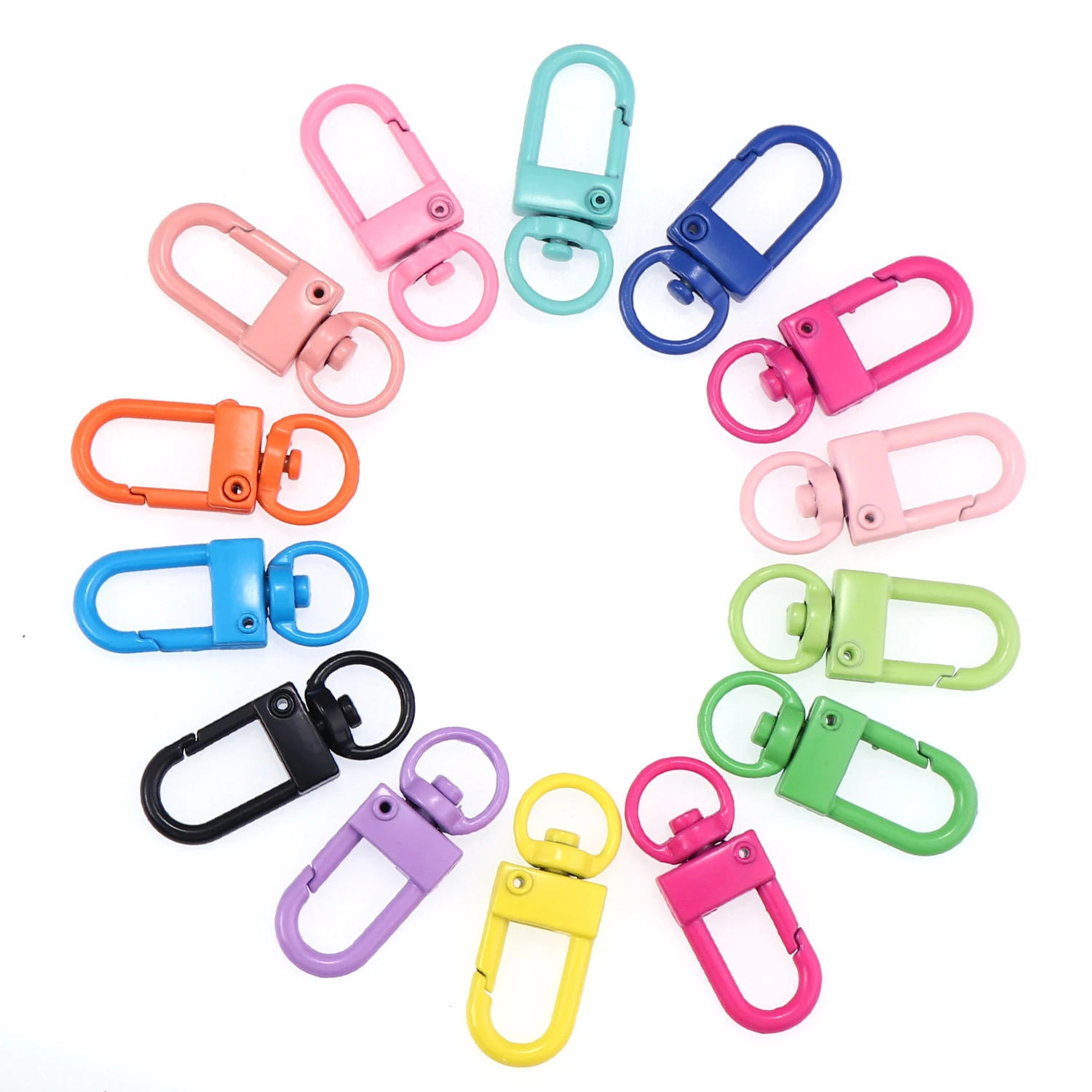 10/100 pcs randomly Colorful Carabiner Clasp Key Chain Lobster Clasps Rotating Keychain Hooks Metal Hook Crafting Essential