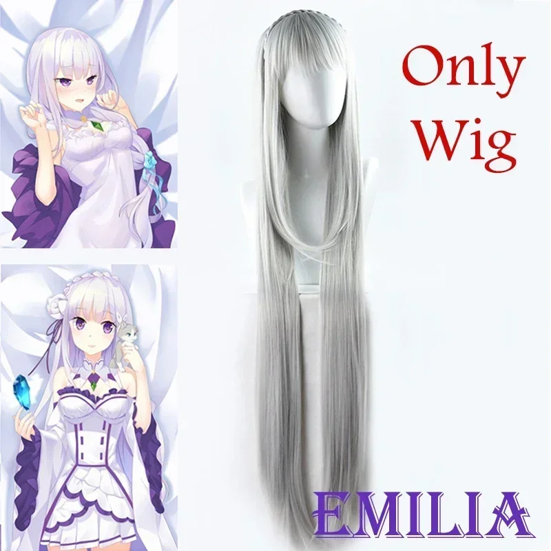 Re Zero Kara Hajimeru Isekai Seikatsu l'emilia costumi Cosplay vestito da donna con copricapo per la festa di Halloween