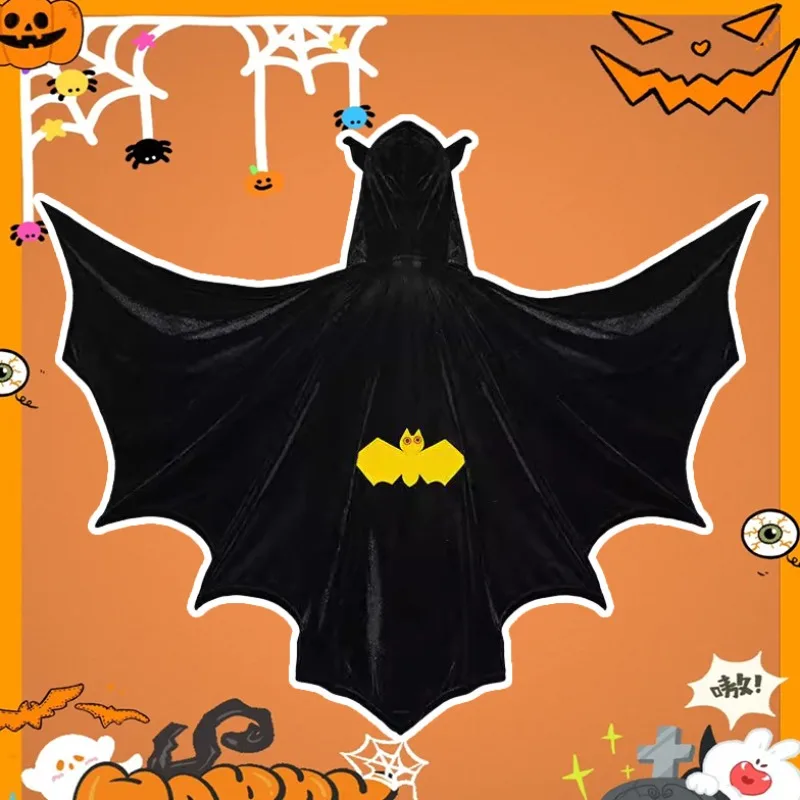 Punk Multipurpose Bat Reaper Cloak Nightclub Bar Dress Coat Halloween Kids Cape Cosplay Costume Long Witches Robes Children
