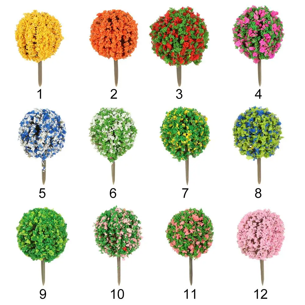 10pcs PlasticArtificial Miniature Flower Tree Scenery Railroad Decoration Building Landscape Model Accessories